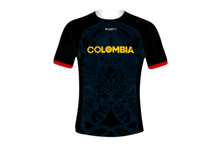Camiseta de Competencia Selección Colombia WUC2024 Manga Corta Jaguar Negra frente